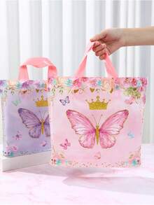 50pcs Pink & Purple Butterfly Pattern Gift Bags, Large Tote Bags, Butterfly Theme Party Decor, Girls Birthday Party Supplies, Wedding Decoration Gift Packaging Bags, Baby Shower Decor, Butterfly Decor, Gender Reveal Decor, Bridal Shower Decor, Shopping Bags, Multi-Purpose Gift Packaging Supplies, Home Party Tabletop Decor, Home Storage Bags, Room Decor, Birthday Gifts, Party Favors - Pink and Purple Butterfly - View 8