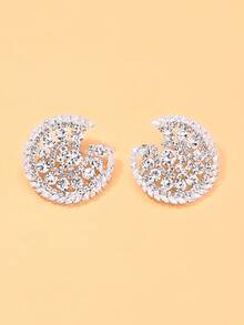 2pcs New Geometric Sparkling Earrings, Rhinestone Elegant Daily Wear Accessories For Women - Silver - View 2