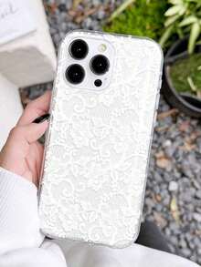 1pc 1pc Romantic Lace Pattern Soft Transparent Airbag Phone Case, Compatible With IPhone 11/12/13/14/15/16 Pro Max Iphone 17 Pro Max Case - 多色 2 - 查看 3