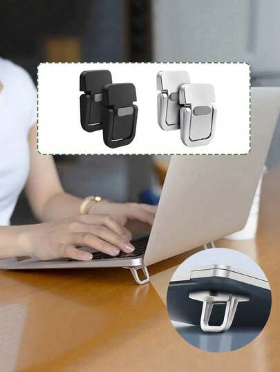 NEXOSYNTH Soporte para portátil de aleación de zinc, diseño con adhesivo oculto, plegable y portátil, compatible con portátil, tableta, teclado y teléfono, esencial para volver al colegio