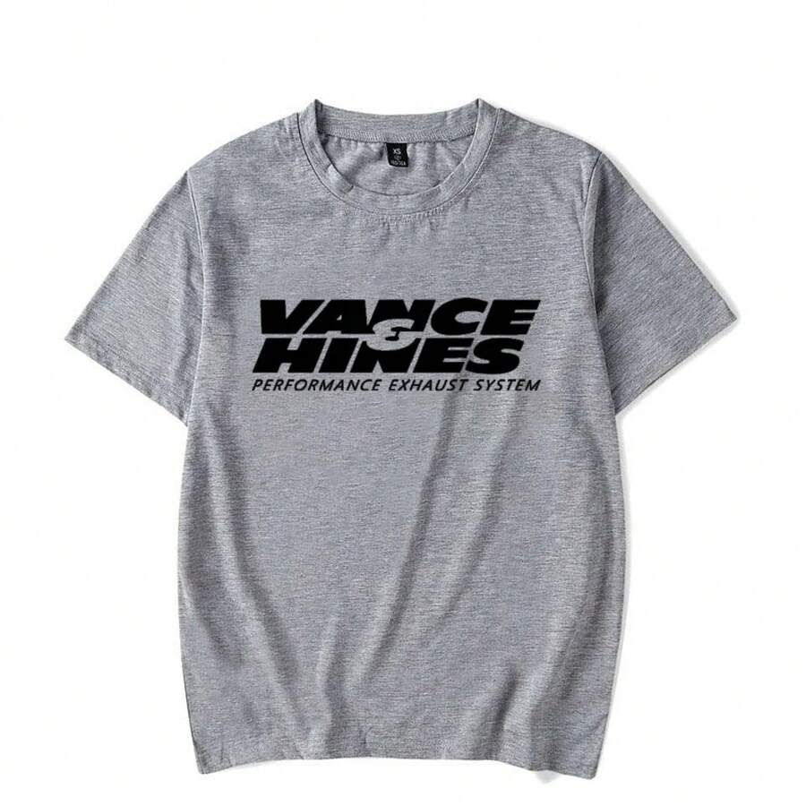 VANCE HINES Motorcycle Racing Exhaust Inspired Graphic Tee, Casual Harajuku Soft T-Shirt, Unisex Summer Top - Gray - 查看 1