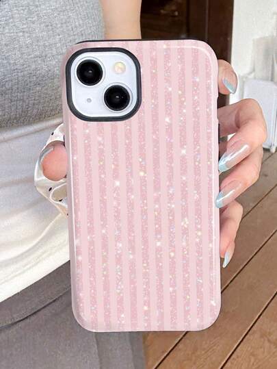 1 chiếc ốp lưng điện thoại lai 2 trong 1 mềm & cứng, bóng, họa tiết sọc, tương thích với Samsung 11/12/13/14/15/16/17 Pro Max