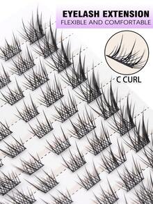 Bộ 60 sợi mi giả lông cáo (10-14mm) kiểu D-Curl, vẻ ngoài tự nhiên, mềm mại và thoải mái, mi riêng lẻ, chùm mi, mi đơn, mi giả. - C - Xem 5