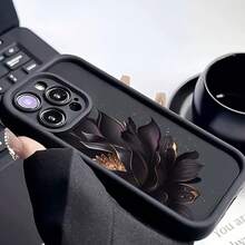 1pc Suitable For Apple Mobile Phone Case Black High Bamboo Half Lotus Summer  17 Pro Max Case  17 Case  17 Pro Case  17 Plus Case Clear Phone Case  15 Case  16 Case  16 Plus Case - 1pc - 查看 6