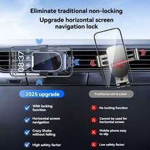 Car Air Vent Phone Holder - Auto-Locking Universal Mount With Anti-Shake Design, Horizontal & Vertical Screen Compatible GPS Navigation Stand For Smartphones - Multicolor - View 3