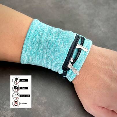 1pc Multi-Color Fashionable Unisex Wrist Wallet - Made Of Durable Polyester, With Zipper Closure, Adjustable Strap, Multiple Card Slots, Suitable For Fitness, Running, Cycling And Other Activities