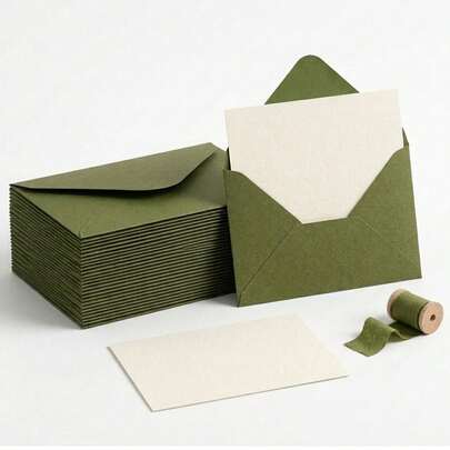 5pcs High-Quality Olive Green Romantic Envelopes, Olive Green Color, Picnic Decor, Halloween Decoration, Western Business Invitation, Wedding Invitation Card, Party Decoration Card, Envelope Card Paper, Suitable For Wedding Cards, Valentine's Day Letters, Birthday Gifts, Thanksgiving Blessings, Friend Gifts, Christmas, Birthday Gifts, VIP Invitations