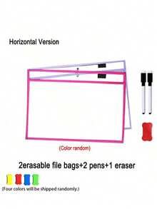 BELLKIDS 6/12 Transparent Double-Sided Erasable Dry Erase Bags With 8-Color Pens, Hanging Writing File Bags, Colored Graffiti And Painting Bags, PVC Storage Bags, Interactive Props, Perfect For Classrooms, Families, Student Stationery, And Teaching Tools. - Multicolor - View 25