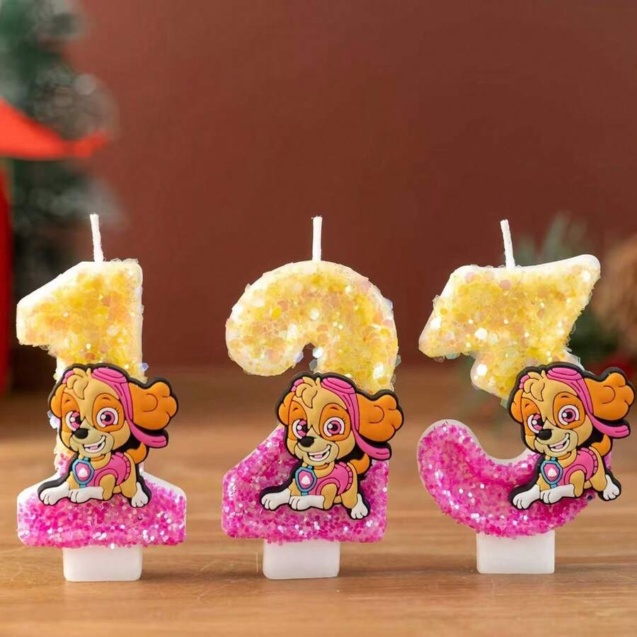 0-9 Velas con forma de cachorro de peluche adorables, hermosas decoraciones para pasteles, regalos ideales para fiestas, adecuados para pasteles de cumpleaños, pasteles de boda, celebraciones de aniversario, reuniones familiares y talla grande - Ver 1