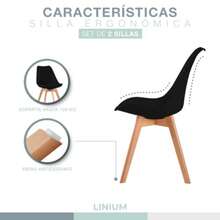 Set 2 Sillas Eames Tulip Moderna Asiento Acolchado Diseño Minimalista Elegante Interior y Exterior Negro - Gris Oscuro - Ver 7