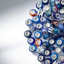 50 hạt cườm lỗ lớn màu tím và xanh dương ngẫu nhiên để tự làm vòng tay. - Nhiều màu - Xem 5