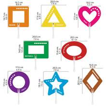 hoojojo 8Pcs Shape Flash Cards Handheld Paddles – Color & Shape Recognition Educational Toy, Learn English Words Classroom Interactive Teaching Aid,Back To School - Multicolor - View 9