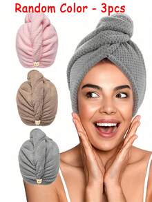 1 Stück Ultra-Feine Faser Handtuch, Weiches schnell trocknendes Haartuch, minimalistische einfarbige Badetücher, hochabsorbierendes Haartuch, Anti-Kräusel Nass-Haar Duschhaube, Badezimmer Zubehör Schlafmütze, Duschhaube, Trocken-Haar Kappe, Badezimmer Haar Accessoire, es ist ein tolles Geschenk um das Haar weicher zu machen - Verschiedenfarbig - Übersicht 12