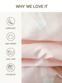 1 bộ ga trải giường bằng vải polyester nhẹ 100%, họa tiết trái tim, thoáng khí, trang trí phòng ngủ, phù hợp cho người lớn và thanh thiếu niên. - Nhiều màu - Xem 3