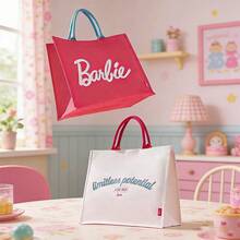 Miniso Bolso de gelatina negro de la serie Barbie / Bolso de tote blanco brillante, estilo todo a juego y ligero, bolso para salidas diarias/compras, regalo de cumpleaños perfecto, material de poliéster (1 pieza) - Rosa - Ver 3