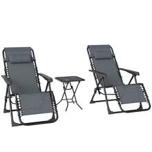 Set Of 2 Folding Lounge Chairs, Zero Gravity Position, With Headrests And Side Table Including 2 Cup Holders. - A - View 8
