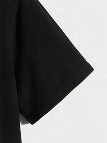 Camiseta de Hombre Manfinity Dauomo con Estampado de Dibujos Animados y Letras - Negro - Ver 3
