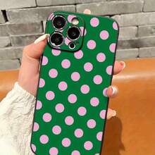 Ốp điện thoại họa tiết chấm bi, thiết kế hồng và xanh lá cây, tương thích với các dòng 16, 15, 14, 13, 12, 11 Pro, chất liệu bền, chống sốc. - màu đen - Xem 5