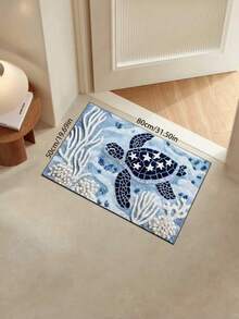 1pc Turquoise Ocean Shark Design Carpet, Suitable For Bathroom, Kitchen, Laundry Room - Ocean Element Spring Carpet, Doormat, Small Rug, Welcome Mat, Carpet, Mat, Outdoor Doormat, Kitchen Rug, Home Decor, Front Door Mat, Area Small Rug, Outdoor Mat, Home Decor, Area Rug, Garden Carpet, Washable Carpet, Suitable For Party Decoration, Enhance Home Style, Necessary Decoration To Add Holiday Charm, Improve Happiness, Home Decor - Multicolor - View 15