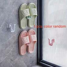 1/4 Self-Adhesive Plastic Slipper Hooks, Bathroom Slipper Storage Rack, No-Drill Wall-Mounted For Bathroom Walls, Suitable For Smooth Surfaces Like Bathroom, Kitchen, Bedroom, Glass, Easy To Install, Not Suitable For Other Rough Surfaces - Multicolor - View 8