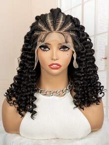 Tóc giả bện ren phía trước 13*6HD, chịu nhiệt, kiểu tóc mùa hè độc đáo làm thủ công, kiểu tóc nữ thần được ưa chuộng. - màu đen - Xem 5