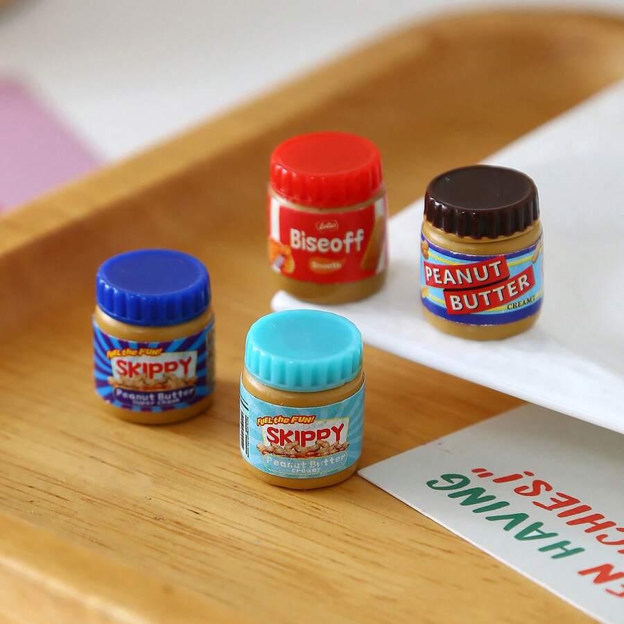 6 piezas Mini casa de juguete, modelo realista de mantequilla de maní, juguetes decorativos, adecuado para accesorios de muñecas, modelos de juguete, decoración del hogar - multicolor - Ver 1