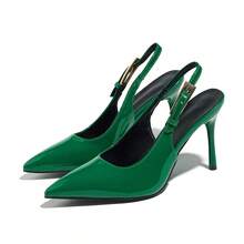 Business Casual Plain / Plain Toe Buckle Office High Heels Women's 2026 New Style Metallic Stiletto Heel Pointed Toe Strappy Sexy Patent Leather Closed-Toe Sandals - màu xanh lá - Xem 7