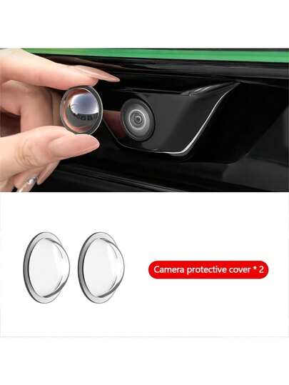 2pcs 360 Degree Full View Automotive Front & Rear Camera Lens Protector Cover, High Definition Transparent Anti-Dust, Anti-Fog, Anti-Rain, Anti-Collision Protective Film