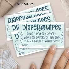 25/50张粉色/蓝色尿布湿巾抽奖卡，男孩女孩迎婴派对邀请卡 - 适用于迎婴派对宾客活动卡、办公用品卡（粉色/蓝色可选） - 彩色 - 查看 10