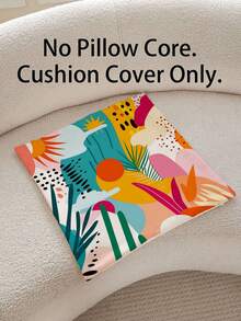 4pcs Dopamine Colorblock Tropical Plant Pillow Covers, Living Room Sofa Backrest Covers, Bedroom Headboard Decorative Cushion Covers (Pillow Inserts Not Included) - Multicolor - View 9