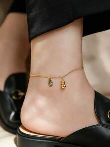 Niche Design Gold Fish Anklet, Blue-Eyed Lucky Fish Pendant, Fresh Retro Beach Resort Anklet, Adjustable Delicate Fish Pendant Anklet For Women, Beach Party Daily Accessory, Minimalist Fashion Jewelry - Multicolor - View 9