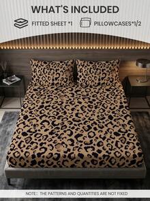 Bộ ga trải giường in họa tiết 2/3 món (1 bộ ga trải giường + 1/2 vỏ gối không kèm ruột gối), Tấm bảo vệ nệm thoải mái, thân thiện với da, Tấm phủ nệm in họa tiết, Mềm mại, Thoáng khí, Nhiều kích cỡ, Phù hợp với giường đơn/đôi/nữ hoàng/vua, Có thể giặt máy, Trang trí nhà cửa, Trang trí phòng ngủ - Nhiều màu - Xem 3