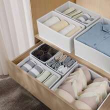 Minimalist Foldable Fabric Storage Box, Wardrobe Drawer Organizer Basket, Bra & Underwear Storage Bin, Suitable For Autumn Decor, Holiday Decor, Room Decor, Home Decor, Bedroom Decor - White - View 4