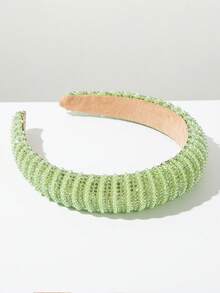 1pc Elegant Geometric Pattern Rhinestone & Pearl Headband, Bright Color Minimalist Chic Headpiece, Suitable For Girls Outdoor Travel Beach, Summer Travel Accessories,Festival,Party - Green - View 2