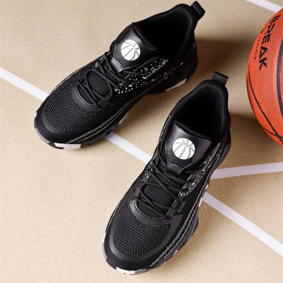 高品质篮球鞋，耐磨，增高，休闲，时尚，运动，跑步鞋，软底篮球鞋 - 黑與白 - 查看 1