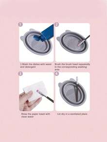 1/2 Sets Pink/Gray/Purple Expandable Reusable Durable Makeup Brush Cleaning Tool Kits, Suitable For Makeup Brushes, Puffs And Sponges, Makeup Tool Sets - Multicolor - View 7