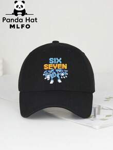 MLFO Gorra de béisbol unisex SIX SEVEN con estampado de píxeles de dibujos animados, sombrero de sol ajustable con lavado vintage, estilo streetwear para hombres y mujeres - seis siete - Ver 2