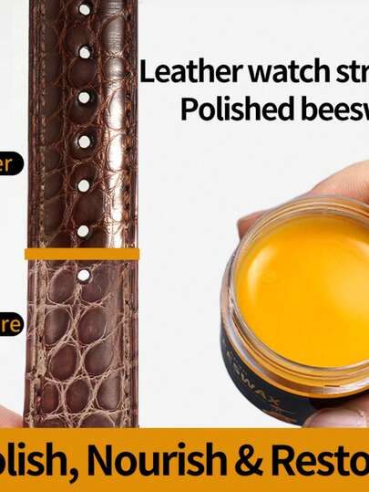 Kit de cuidado de cuero con cera de abeja: Cera de abeja para pulir correas de relojes de cuero, bolsos, carteras y cinturones. Incluye esponja de pulido. Restaura el brillo y repara el desgaste/decoloración menor en cuero liso de cualquier color