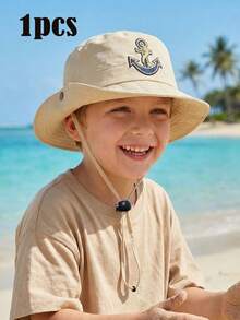 1pc Kids' Beige Foldable Cartoon Bucket Hat, Suitable For Boys In Spring, Summer, Autumn And Winter, Lightweight For Outdoor, Travel, School Activities - 1PC - View 2