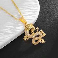 SeuSuk 1pc Vintage Chinese Dragon Pendant Necklace, Animal Pendant Necklace Suitable For Men As Lucky Charm, Hip Hop Jewelry Gift - Rồng - Xem 7