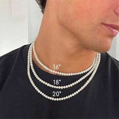 1 chiếc vòng cổ ngọc trai giả màu trắng, vòng cổ choker đính hạt thời trang nam, quà tặng cho bạn trai, mùa hè.