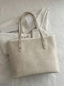 2026 New Large Capacity Tote Bag For Women, Versatile Shoulder Bag, Casual College Student Commuter Bag - White - View 4