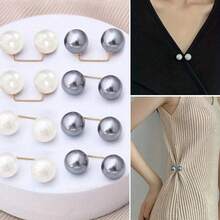 2 chiếc khuy quần jean đính ngọc trai, ghim cài áo chống trượt, khóa dép chống trượt, dụng cụ điều chỉnh độ dài quần. - ngọc trai - Xem 1