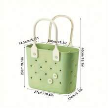 2pcs Floral Pattern Tote Bags, Floral Rubber Beach Tote Bags Made Of Durable Material With Soft Handles, Suitable For Storing Toiletries, Shopping, Camping, Etc. Reusable Multipurpose Personal Care Storage Bags For Home And Travel. - Multicolor - View 6