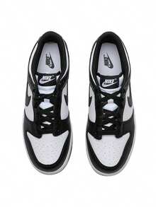 Kids' DUNK LOW Retro Color Block Casual Sneakers, Spring 2026 New Arrival, Low-Top Sports Shoes CW1590-100 - Black and White - View 6