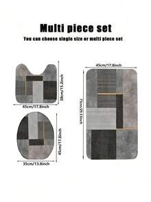 Bộ 1/3 thảm phòng tắm bằng vải flannel họa tiết hình học kiểu Ma-rốc cổ điển, mềm mại, thấm hút tốt và chống trơn trượt, bao gồm cả tấm phủ nắp bồn cầu, thảm chữ U cho bồn cầu và thảm trải sàn phòng tắm - Chất liệu: Flannel + Polyester, có thể giặt, thích hợp cho phòng tắm, khu vực tắm vòi sen, bàn trang điểm, phòng khách, lối vào, trang trí nhà cửa, đa năng, bền bỉ suốt bốn mùa. - A - Xem 2