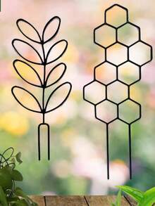 蜂巢狀攀爬植物支架與葉形植物支架，防鏽塑料材質，適用於盆栽藤本植物與花卉，室內外花園省空間支架，植物支架，戶外花園裝飾 - 蜂窩植物攀爬架 - 查看 12