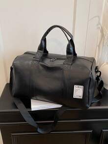 1pc Women's Large Capacity Tote Bag, Travel Bag, Daily Business Style Solid Color PU Decorated Casual Chic, With Separate Shoe Compartment, Versatile For Short Trips, Sports, Leisure Luggage Bag Duffle Bag Gym Bag Cabin Bag Weekend Bag Lightweight For Outdoor Holiday Essential Summer Travel Essentials - Black - View 7
