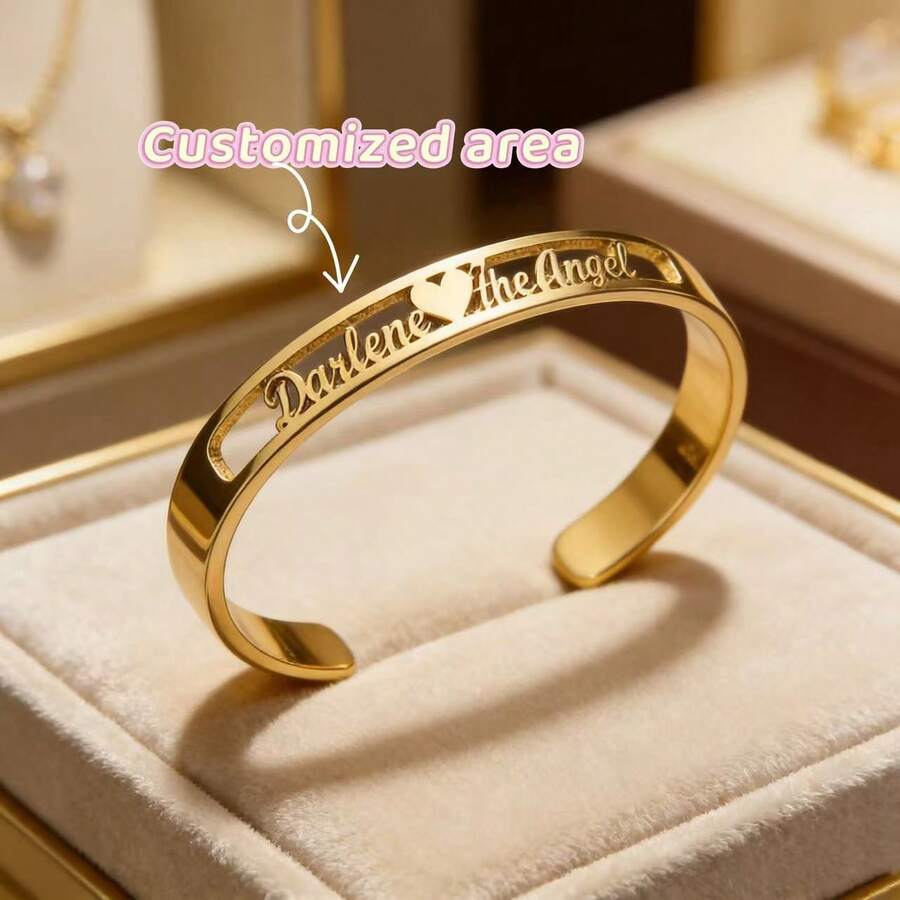 1 chiếc vòng tay DIY đơn giản, sáng tạo, khắc tên đôi, làm bằng thép không gỉ, quà tặng ngày Valentine.