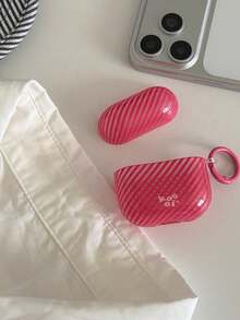 红色条纹英文耳机保护套，适用于 4/3 英寸耳机，硅胶软壳，兼容 Apple 2 Pro，个性化创意高级设计 - 玫瑰紅 - 查看 7